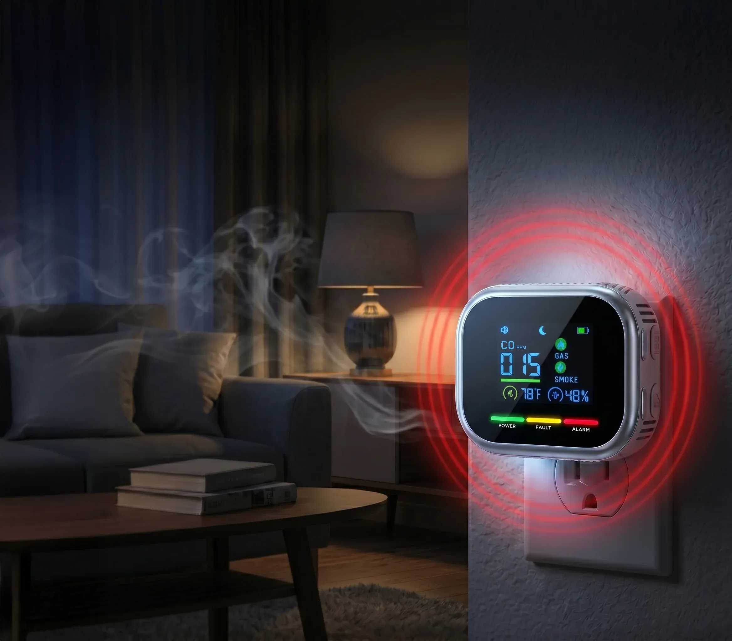 CarbonOne Safe – 4-in-1 CO, natural gas, propane and smoke detector with live digital display